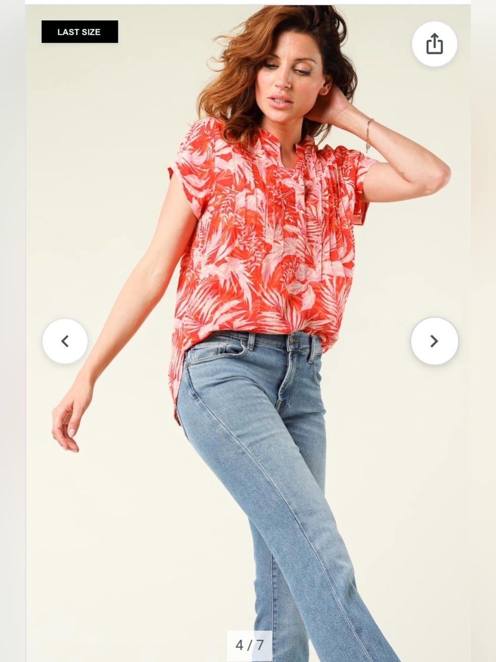 Lollys Laundry Printed Heather Red Top , size M